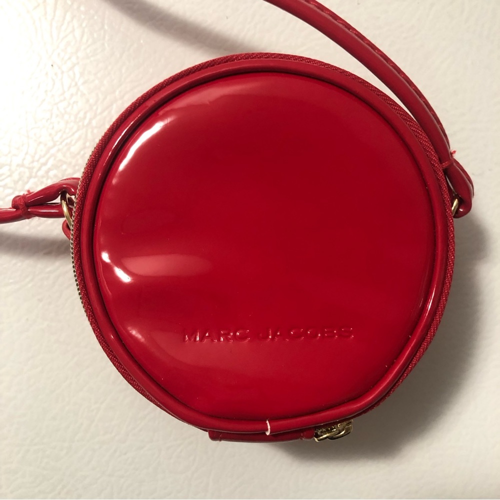 Marc Jacobs Mini Red Patent Leather Circle Purse Bag 4" Holidays Christmas